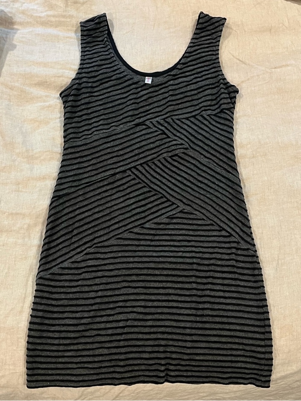Xhilaration Bodycon Mini Dress - Black and Gray Striped Sleeveless